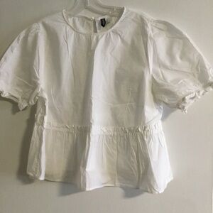 H&M Divided White Short Sleeve Peplum Top